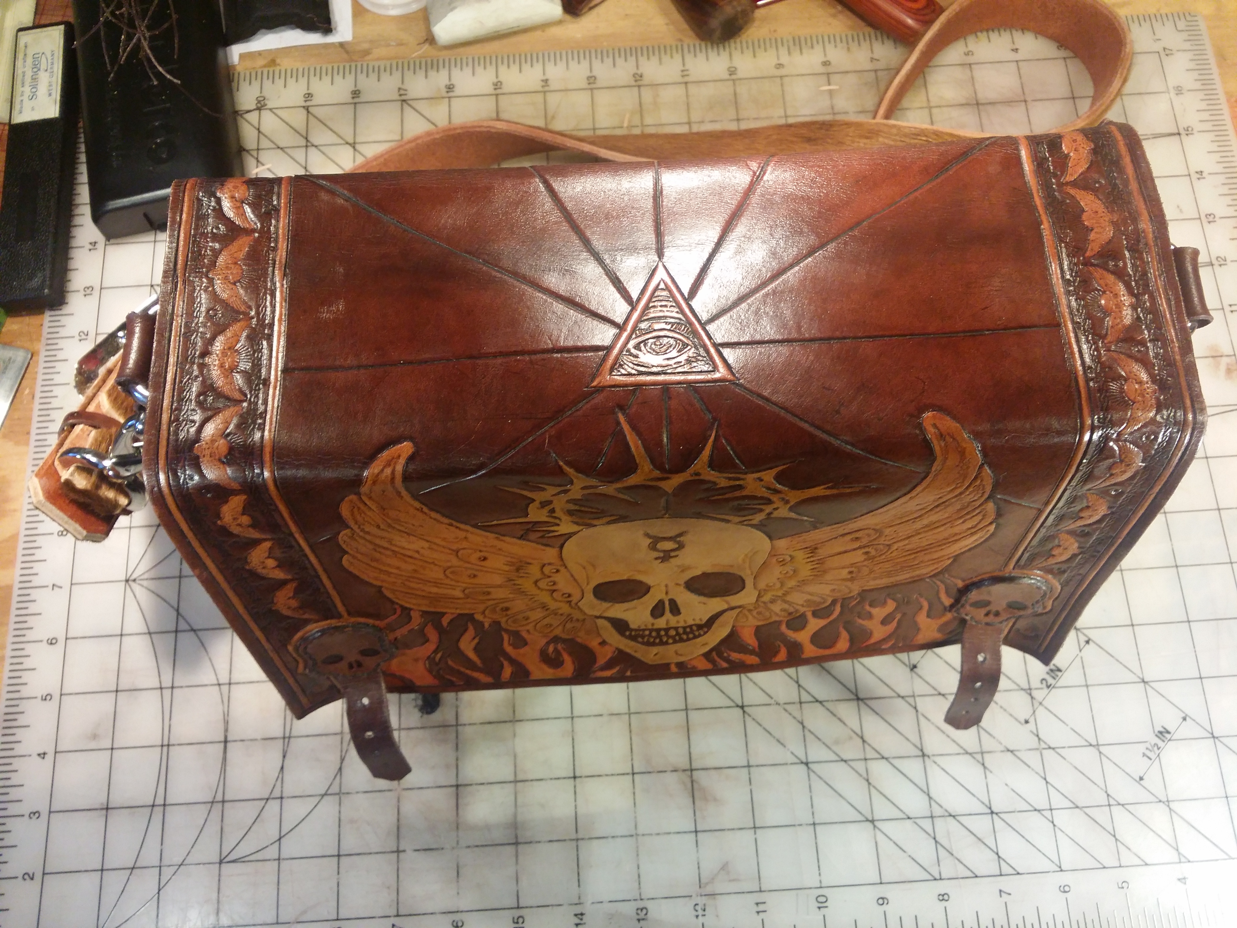 Leather Messenger Bag Top